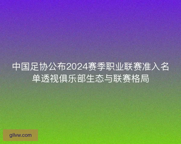 中国足协公布2024赛季职业联赛准入名单透视俱乐部生态与联赛格局 中国足协公布2024赛季职业联赛准入名单透视俱乐部生态与联赛格局