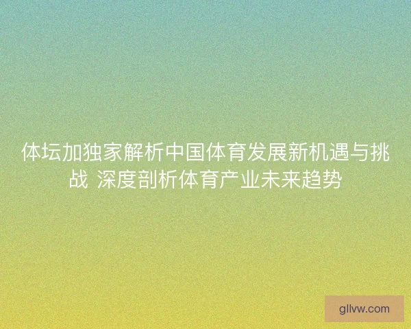 体坛加独家解析中国体育发展新机遇与挑战 深度剖析体育产业未来趋势